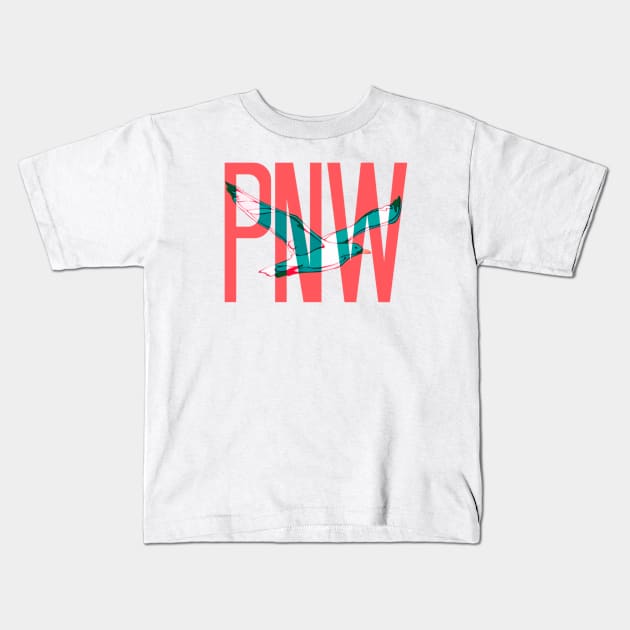 PNW Coastal Seagull Kids T-Shirt by TheDaintyTaurus